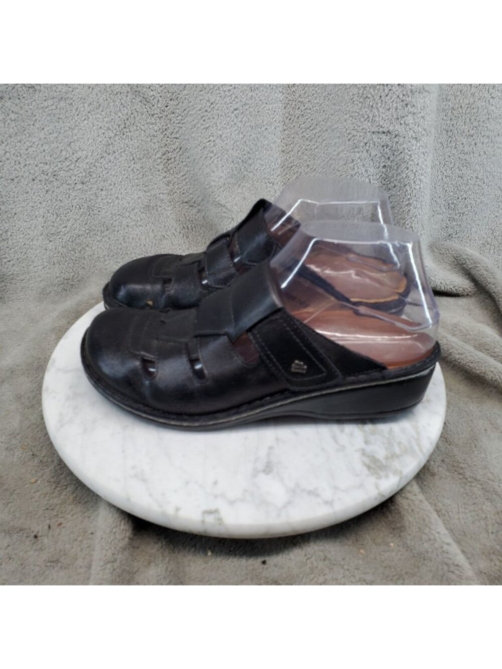 Finn Comfort Shoes Womens EU 37 US 6.5 Black Leather Quebec Fisherman Clog *Read